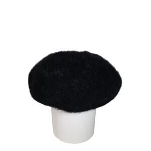 Jerri-Jo Hats Black Rabbit Hair Wool Blend Beret Vintage Hat